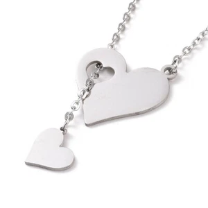 COLLIER INOXYDABLE BRELOQUE COEUR PENDENTIF ACIER INOXYDABLE MOUSQUETON - IN94 - Picture 1 of 4