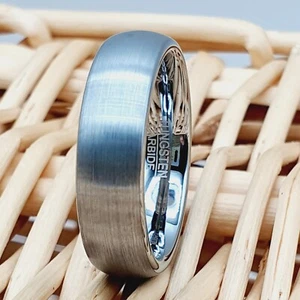6mm Brushed Finish Comfort Fit Classic Dome Tungsten Ring, Tungsten Wedding Band - Picture 1 of 7