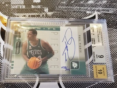 RARE BGS POP 1/1 !! PAUL PIERCE 02- 03 UD Finite AUTO BGS 9 Mint 10 Auto /104 !! - Image 1 of 3