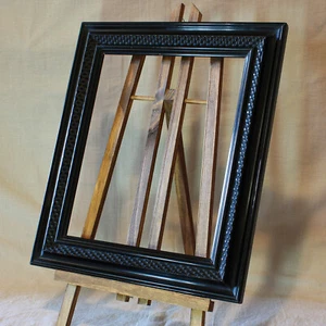 Antica Cornice GUILLOCHE Nera Legno e Pastiglia Epoca Fine 800 Inizio 900 - Foto 1 di 7