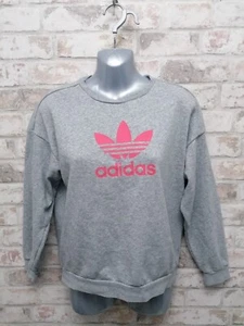 Adidas Trefoil 11-12 Years Girls Crewneck Sweatshirt Pullover Gray Logo - Picture 1 of 9