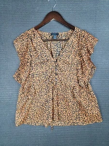 TopShop blouse top t-shirt size 2 all over print sleeve-less casual - Picture 1 of 13