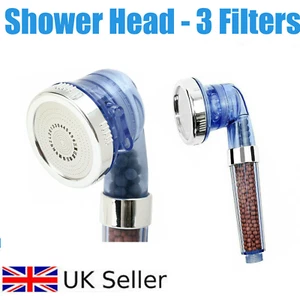 3 FiltersShower Head 300% High Turbo Pressure 40% Water Saving Laser Ionic - Picture 1 of 6