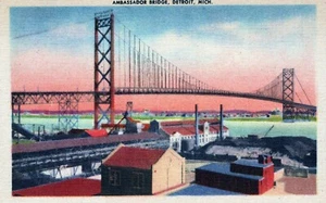 Postal Puente Embajador de Detroit Michigan - Imagen 1 de 2