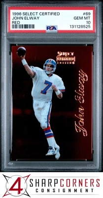 1996 SELECT CERTIFIED RED #69 JOHN ELWAY HOF POP 4 PSA 10 - Image 1 of 3