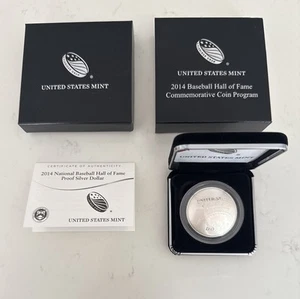 RARE 2014 P MLB Baseball Hall of Fame Proof Silver Dollar HOF Coin Box + COA - Picture 1 of 7