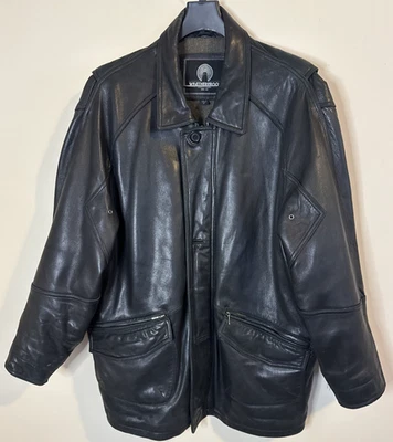 Vintage Weatherproof Genuine Leather Black Button Front Jacket Mens Medium - Image 1 of 4