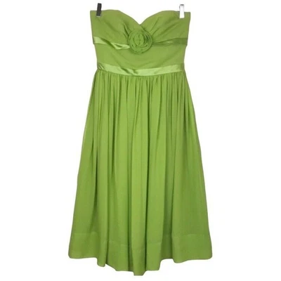 Kay Unger Green Silk Chiffon Strapless Flower Wedding Party Dress Size 8  - Image 1 of 4