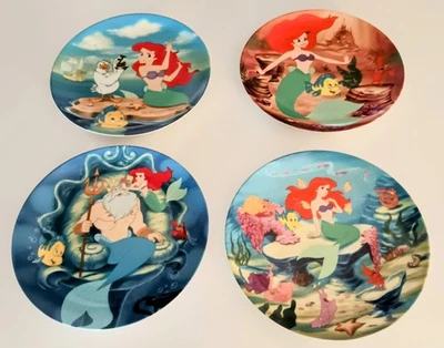 Lote de 4 platos de coleccionista de Sirenita Disney Knowles 1993 certificado de autenticidad en caja exhibición para niños Foto 1 de 4
