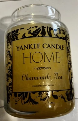 洋基蜡烛洋甘菊茶 22 盎司大罐稀有退役 HTF 轻轻使用 无上装 — 第 1/3 张图片