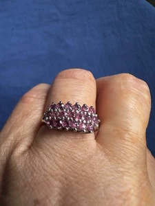 DGP 925 Sterling Silver Genuine ruby Paving Ring -UK Size N - Picture 1 of 8