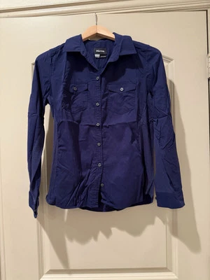 MARMOT Long Sleeve Button Up Shirt Womens Small Roll Tab Side Stretch Navy - Изображение 1 из 4