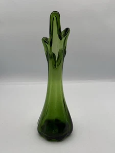 Vintage 5 Finger Taiwaneese Vase MCM 11" hoch grün mundgeblasen Glas - Bild 1 von 4