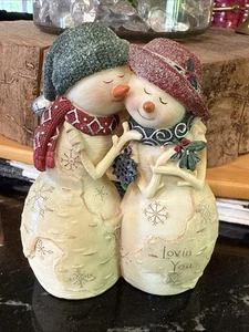 The Birch Hearts Christmas Holiday Snowman Figurine LOVIN' YOU #81045 - Picture 1 of 7