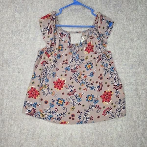Lily White Sleeveless Floral Blouse Multi-Color Size Large Lightweight Casual - Picture 1 of 5