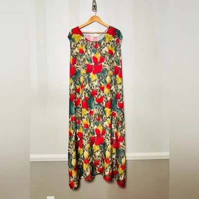 Mizrak Dress 9X Maxi Tropical Floral Animal Print Lightweight Summer Mob Wife - Image 1 of 4