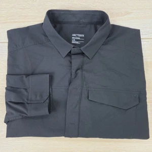 Men's L Arc'teryx Men's Skyline Solid Black Snap Button Long Sleeve Field Shirt - Picture 1 of 9
