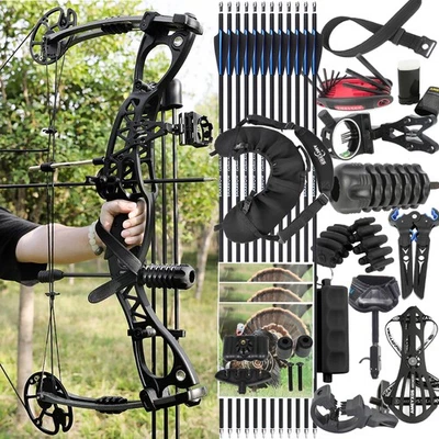 33'' Compound Bow Set Arrow 0-70lbs Adjustable Archery Target Hunting Shooting - Image 1 of 4