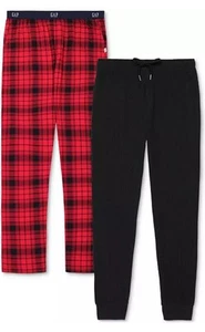 Nwt Gap Mens 2 Pk Pajama/Lounge Pants True Black, & Red Plaid Size XLarge. - Picture 1 of 6