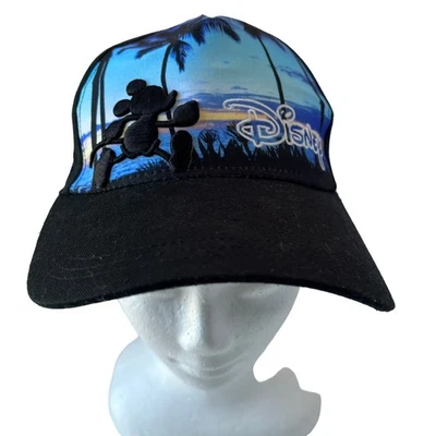 Disney Mickey Mouse Sunset Beach Adj Adult Baseball Hat Resort Tropical Retro - Image 1 of 4