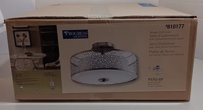 Progress Lighting Mingle Collection 2-Light Brushed Nickel Semi Flush Mount - Image 1 of 4