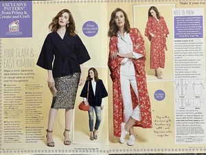 PRIMA SEWING PATTERN LONG OR JACKET LENGTH JAPANESE-STYLE KIMONO SIZES  10 - 20 - Picture 1 of 3