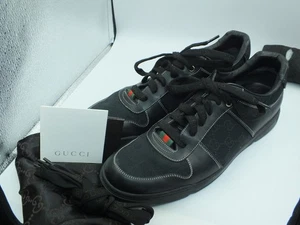 Gucci Niedrig Schwarz Signatur Monogramm Leder Sneaker 162961 Herren US Größe 8,5 - Bild 1 von 7