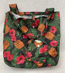 Hawaii Spirit Foldable Tote Travel Bag Pineapple Hibiscus Shopping Reusable 15" - Picture 1 of 6