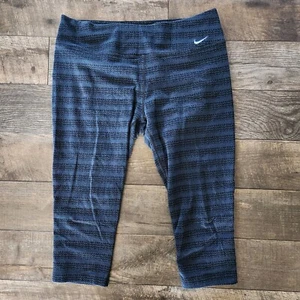 Nike Dri-Fit Blue Black Designed Size XL Cropped Leggings Athletic Running Gym - Picture 1 of 4