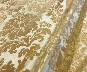 BEACON HILL GREEN TEA "IN ROMA" ITALIAN LINEN & SILK DAMASK JACQUARD FABRIC - Picture 1 of 3