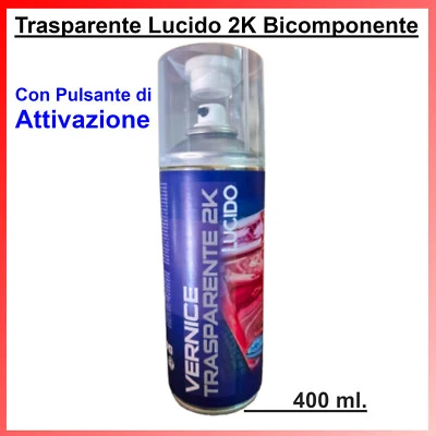 Vernice Spray Trasparente Lucido 2K Bicomponente per Carrozzeria Auto Bomboletta - Immagine 1 di 4