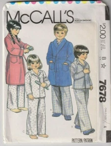 7678 McCALLS - BATA Y PIJAMA - UNISEX Niños Talla 4 - Imagen 1 de 2