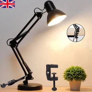 Flexible Clamp Desk Lamp - Swing Arm Adjustable Reading Light No Bulb Included - Picture 1 of 16