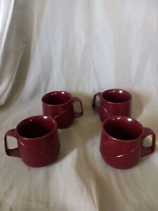 Aladdin Temp Rite Allure Burgundy red 4 Coffee Cups mugs stacking camping set  