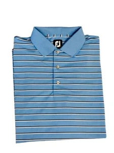 FootJoy Herren Poloshirt gestreift blau Strick Stretch Golf Gr. XL bestickt - Bild 1 von 8
