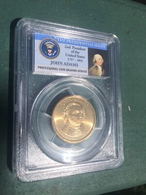 2007 JOHN ADAMS MISSING EDGE LETTERING, PCGS MS-64 Crystal Clear Pcgs Holder - Image 1 of 4