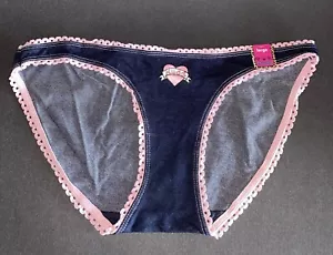 Mudd Y2K Vintage M Low Rise Navy Cotton Brief Bikini Panties Underwear - Picture 1 of 6