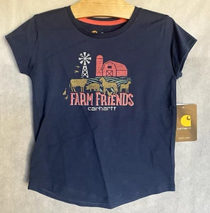 CARHARTT Size 4T Girls Navy Farm Friends Animal Graphic Short Slv T-Shirt NWT - Picture 1 of 4