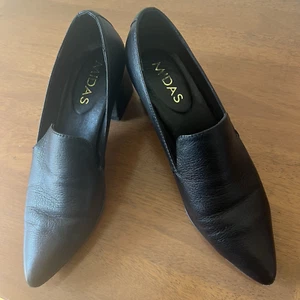 MIDAS MIMICS Black Soft Leather Mid Block Heels Size 8-8.5 RRP $200.00 - Foto 1 di 6