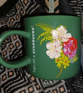 🌺Ban.Do Starbucks 2018 Green Pink & Red Floral 12 oz Coffee Tea Cup Mug Ceramic - Picture 1 of 5