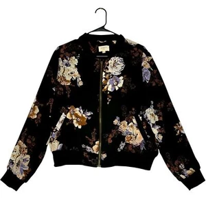 Chaqueta bomber Everly floral. Negro y violeta, talla grande - Imagen 1 de 10