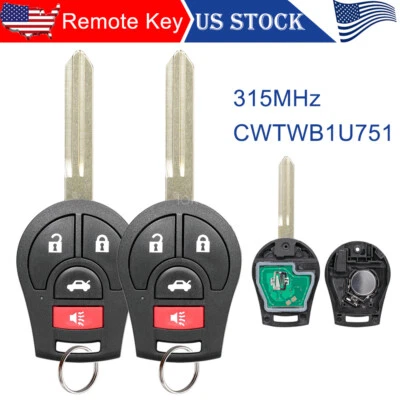 2X for 2013 2014 2015 2016 2017 2018 2019 Nissan Versa Sentra Remote Key Fob 4B - Image 1 of 4