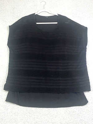 LAFAYETTE 148 NEW YORK 1X Black Knit Sweater Tunic Pullover Two Layers Tiered - Image 1 of 4