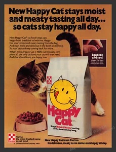 Happy Cat 1980s Print Advertisement Ad 1983 Food Purina - Picture 1 of 1