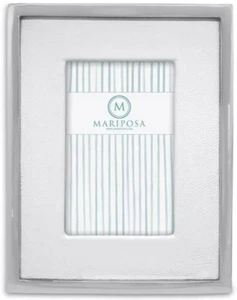 Mariposa weißes Leder mit Metallrand 4 x 6 Rahmen neu im Karton - Bild 1 von 5