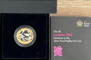 Moneta 2 £ 2012 Olimpiadi di Londra Consegna a Rio Argento Proof Piedfort Royal Mint - Foto 1 di 7