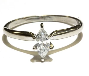 GIA certified 14k white gold .50ct marquise diamond solitaire engagement ring 10 - Picture 1 of 8