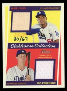 2016 Topps Heritage Clubhouse Dual Relic Joc Pederson/Yasiel Puig 30/67 Jersey - Picture 1 of 2