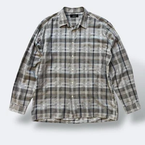 Vintage 90s St Michael Plaid Button-up Shirt Size M L Grey Boxy Loose Retro Fit - Picture 1 of 8