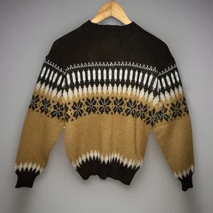 Vintage Cascade Fair Isle Pullover braun Virgin Acryl Strick - Herbstpullover - Gr. M - Bild 1 von 6